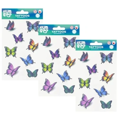 Afbeelding van Vlinder Kindertattoo Set, Afwasbare Kindertattoos