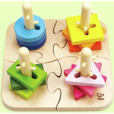 Afbeelding van Hape Speelgoed Vormen en kleuren puzzel Houten puzzels