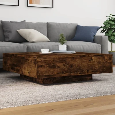 Afbeelding van Salontafel met LED verlichting 100x100x31 cm gerookt eikenkleur