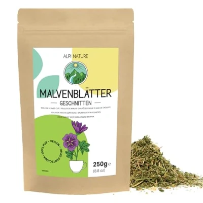 Afbeelding van Feuilles de Mauve 250g par Alpi Nature, Plante Séchée, Thé en Vrac, Coupées pour la Préparation du et Tisane