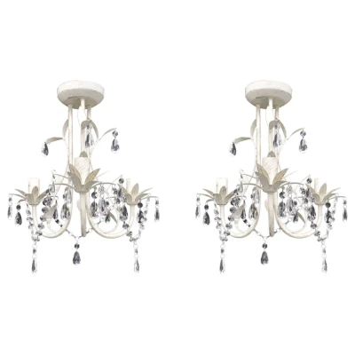 Afbeelding van Kroonluchters kristal 2 st elegant wit