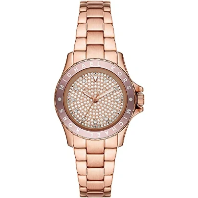 Afbeelding van Michael Kors Kenly dameshorloge 33 mm met driewijzer mechanisme en roestvrijstalen band, Rozengoud., armband