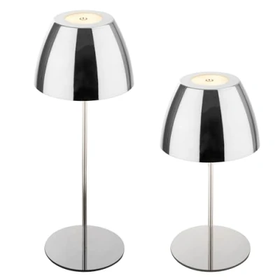 Afbeelding van Briloner Serina Snoerloze LED bureaulamp IP44 7522118 Dimbaar Touch Snoerloos Spatwaterdicht Verwisselbare batterij en lichtbron Ø13,5 x 36 cm Chroom