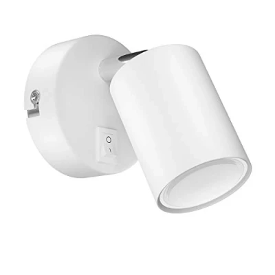 Afbeelding van ledscom.de WAIKA wandspot, enkele lamp, met schakelaar, GU10, mat wit, incl. 450lm LED GU10 warm wit