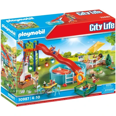 Afbeelding van PLAYMOBIL City Life Zwembadfeest met glijbaan 70987