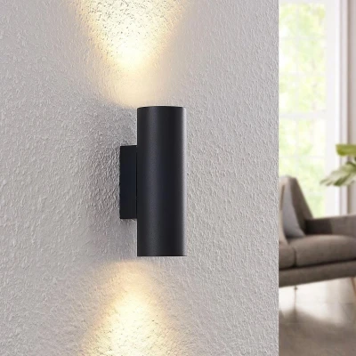 Afbeelding van Lindby wandlamp 2lichts aluminium H: 18 cm GU10 zwart