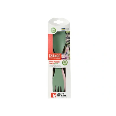 Afbeelding van Light My Fire Spork Bio Medium Bestek Sandy Green Dusty Pink 2 pack Multicolour