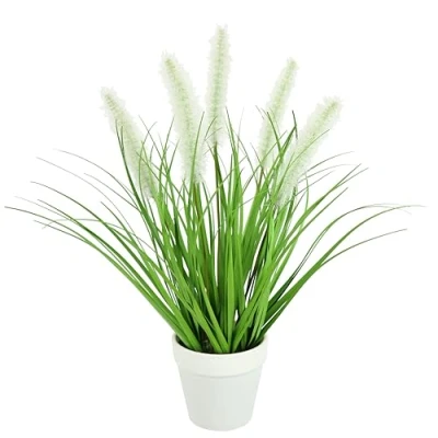 Afbeelding van Kunstgras vossenstaart in pot, kunstgras, decoratief gras, groene planten, solitair decoratie, grassamenstelling, gierst