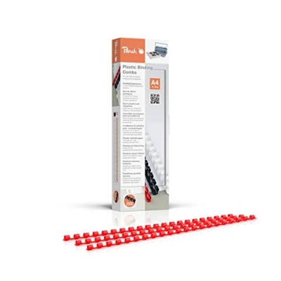 Afbeelding van Peach 100 stuks plastic binderruggen A4 6 mm 25 vellen rood PB406 03