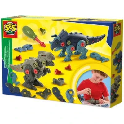 Afbeelding van SES Creative 14291 Dino Schroefconstructies Creatieve Bouwset voor Kinderen vanaf 5 Jaar Bouw een T Rex en Triceratops met schroeven onderdelen Stimuleert probleemoplossend denken