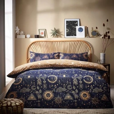 Afbeelding van Furn. Constellation Beddengoed voor tweepersoonsbed, katoen en polyester, goud/marineblauw Constel/D02/GNV