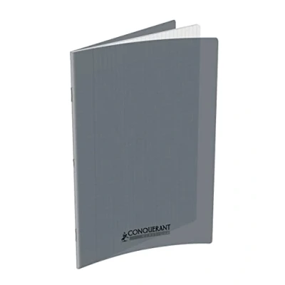 Image de Conquerant classique cahier 210 x 297 mm, sy?s, gris couverture en polypro, format a4, 96 pages, agraf, papier de 90 g m2 400