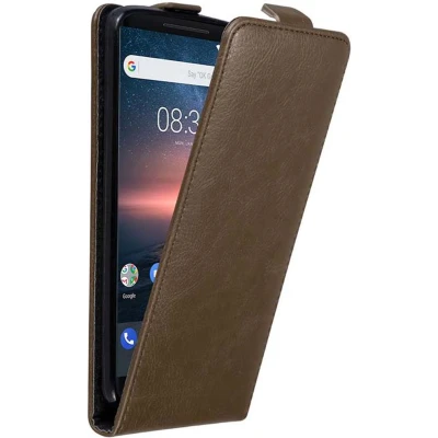 Afbeelding van Cadorabo Hoesje geschikt voor Nokia 8 Sirocco in KOFFIE BRUIN Beschermhoes flip design Case Cover met magnetische sluiting