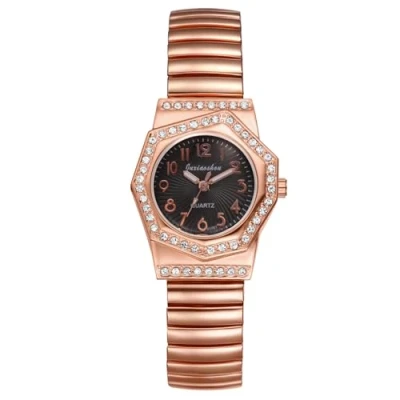 Afbeelding van JewelryWe Montre élastique lumineuse pour femme Avec paillettes Zircon cubique Diamant Analogique En acier inoxydable bracelet extensible Décontractée de traction et