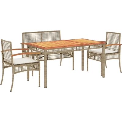 Afbeelding van vidaXL 4 delige Tuinset met kussens poly rattan beige