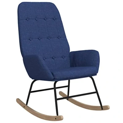 Image de vidaXL Chaise à bascule Bleu Tissu
