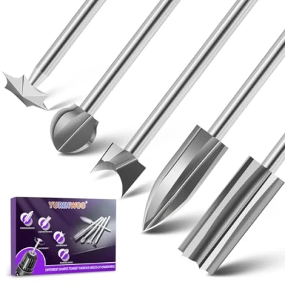 Afbeelding van Graveerboor, houtboor, geschikt voor Dremel, 5 stuks, rotatiegereedschap, met 3 mm (1/8 inch) schacht, doe het zelf, houtbewerking, sculptuur, graveren, boren