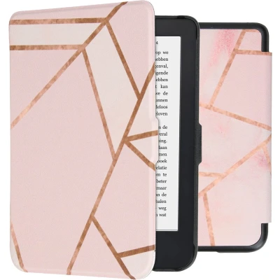 Afbeelding van Hoesje geschikt voor Kobo Clara 2E E reader iMoshion Slim Hard Case Bookcase Ook Tolino Shine 4 Pink Graphic