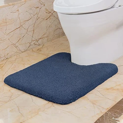 Afbeelding van WC mat, antislip, dik, absorberend, badkamermat, ultrazacht, van microvezel, sneldrogend, machinewasbaar 50 x 60 cm (marineblauw)
