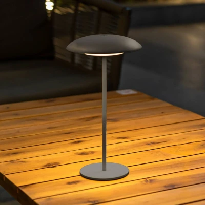 Afbeelding van newgarden Draagbare tafellamp Sardinia 30 cm hoog. Warm ledlicht 400 lumen zonder kabels. Met oplaadbare batterij tot 20 uur gebruik (antraciet)