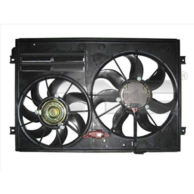 Afbeelding van TYC 837 0028 Radiator Ventilator 360 220+150 Met ventilatorraamwerk VOLKSWAGEN: Touran I, Golf 6, 5, AUDI: A3 Hatchback, Sportback