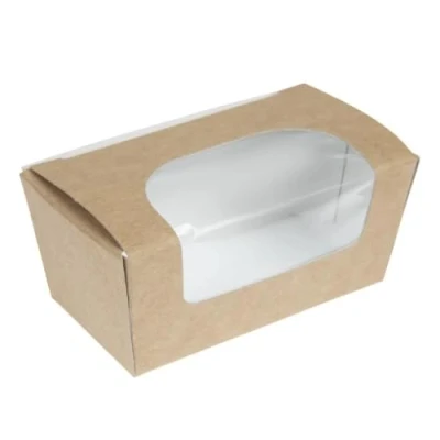 Afbeelding van Colpac 500 kleine composteerbare taartdozen van kraftpapier met kijkvenster