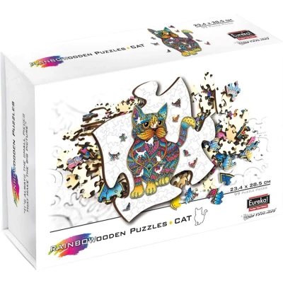 Afbeelding van Eureka 2D RainboWooden houten legpuzzel Kat 99 stukjes