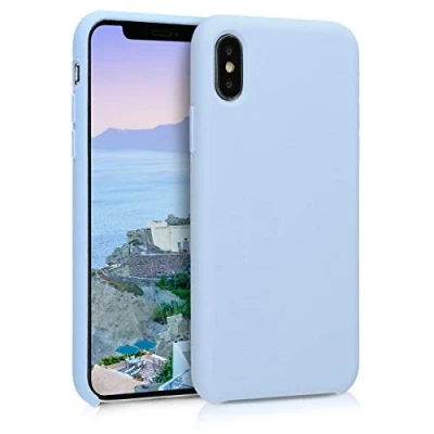 Afbeelding van kwmobile telefoonhoesje geschikt voor Apple iPhone X Hoesje met siliconen coating Smartphone case in mat lichtblauw