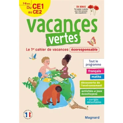 Image de Cahier de Vacances 2025, du CE1 vers le CE2 7 8 ans vertes