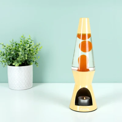 Afbeelding van Fisura Lavalamp met kaars. zonder elektriciteit. Gele lavalamp, milieuvriendelijke lamp. Origineel cadeau. Afmetingen: 29 cm x 8,5 (kaars niet inbegrepen)