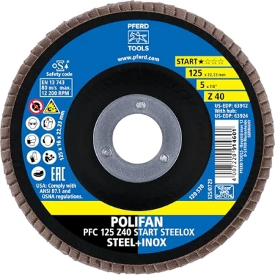 Afbeelding van PFERD 69300934 PFC 125 Z 40 START STEELOX Lamellenschijf Diameter mm Boordiameter 22.23 Staal, RVS 10 stuk(s)