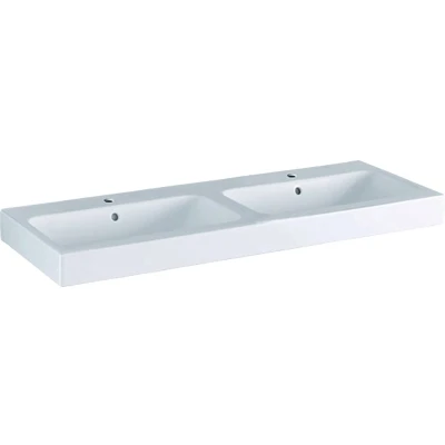 Afbeelding van Geberit iCon dubbele meubelwastafel wit (120 x 48,5 cm) 2x 1 kraangat,