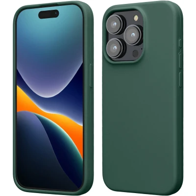 Afbeelding van kwmobile telefoonhoesje geschikt voor iPhone 15 Pro Max Hoesje met siliconen coating Smartphone case in dennengroen