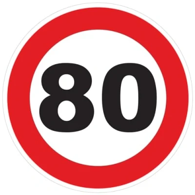 Afbeelding van Sticker snelheidsbegrenzing, rode cirkel, tractor, zwaargewicht, vrachtwagen, 80 km/u, zelfklevend, 10 cm diameter