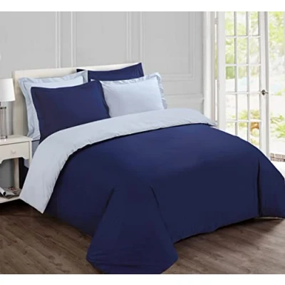 Afbeelding van Vision Omkeerbaar tweezijdig Dekbedovertrekset Blauw/grijs Lits jumeaux Dekbedovertrek 240 x 220cm met 2 bijhorende slopen 100% katoen