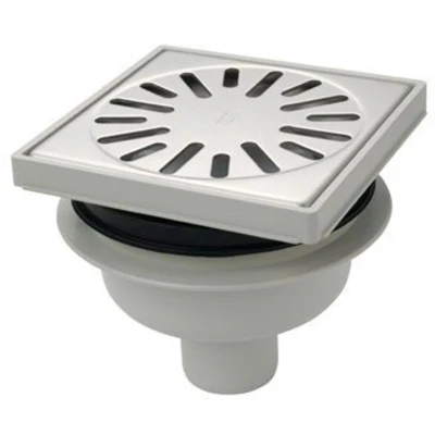 Afbeelding van Aquaberg ABS kunststof put/opzetstuk met onderaansl. 50mm RVS rooster