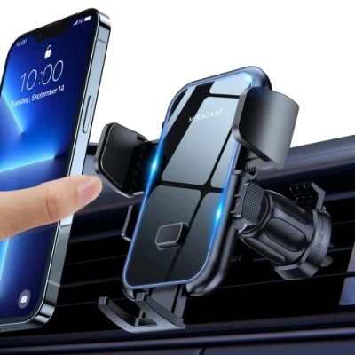 Afbeelding van Miracase Mobiele telefoonhouder voor autoventilatie met ontgrendeling van één knop [dubbele stabiele haakclip] 360 rotatie universele autotelefoonhouder