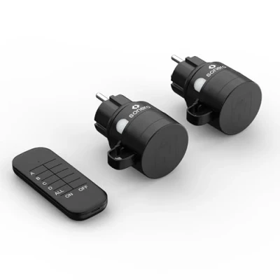 Afbeelding van sonero Radiogestuurde stopcontacten met afstandsbediening, buitenset, 2300 W, 230 V, 2 IP44, bereik 30 m, energiebesparend, zwart
