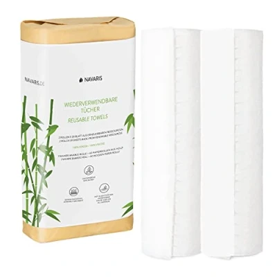Afbeelding van Navaris 2x herbruikbare keukenrol Keukenpapier van viscose 2 keukenrollen met 20 vellen Schoonmaakdoekjes Sterk en absorberend