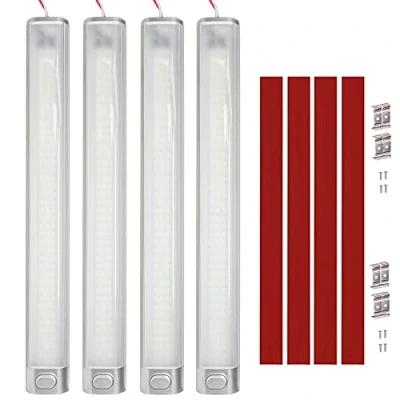Afbeelding van Intckwan 4 stuks 12 V led lampen voor camper, 120 ledstrip met extra grote schakelaar, 6000 K, auto interieurverlichting auto, bestelwagen, bus, caravan, boot