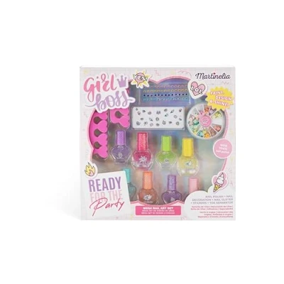 Afbeelding van Martinelia Supergirl kinder make up neon nagellak mega nail art set 13 delige extra grote nagel deco 25 x cm 8 kleuren schmink en verkleed accessoire
