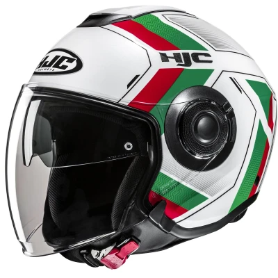 Image de HJC i40N Casque Jet Velu MC41 Blanc / Rouge Vert M