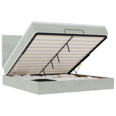 Afbeelding van vidaXL Bedframe met matrassen 160x200cm fluweel lichtgrijs