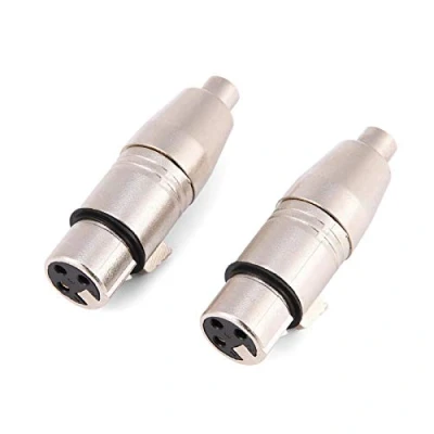 Afbeelding van XLR stekker, 3 polig vrouwelijk naar cinch aansluiting, 2 stuks, zinklegering, bus audio microfoonadapter, voor spelers, gitaren, podiumlampen, mixconsoles