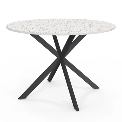 Afbeelding van SIMONE ronde eettafel 4 6 personen zwart spinpoot terrazzo blad 110 cm