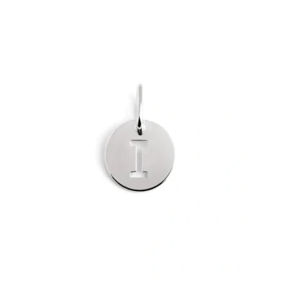 Image de SINGULARU Mini Médaillon Lettre Argent. Pendentif initial en argent sterling avec finition plaqué rhodium. Combinable collier. Bijoux pour femme. I
