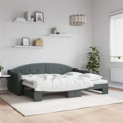Afbeelding van vidaXL Slaapbank met onderschuifbed 80x200 cm stof donkergrijs