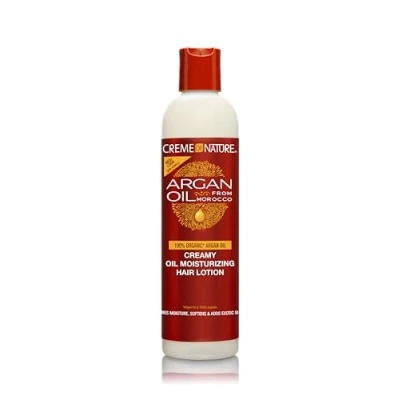 Afbeelding van Creme of Nature, Argan, hydraterende lotion met Marokkaanse arganolie, geeft glans en hydratatie, verzorging voor krul kroeshaar, sulfaatvrij, fles 250 ml
