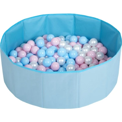 Afbeelding van Selonis opvouwbaar ballenbad met 300 ballen voor kinderen huisdieren speelbad, blauw:baby blauw/poeierroze/parelmoer