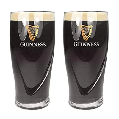Afbeelding van Set van 2 Guinness bierglazen met reliëfmotief